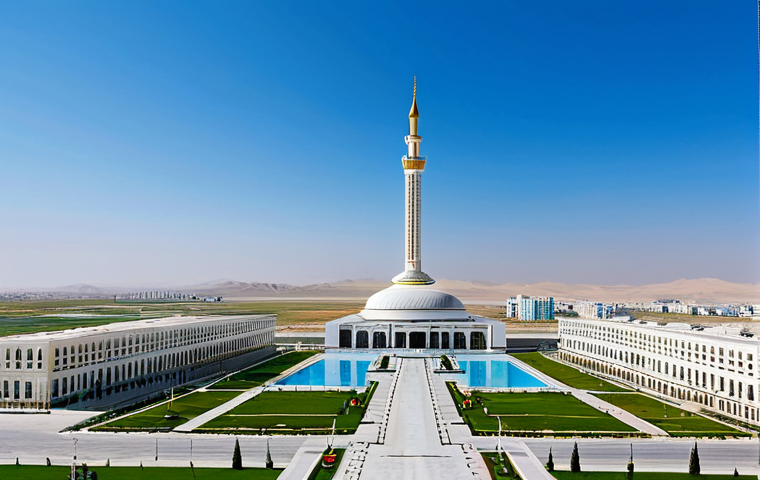 Ashgabat - The White Marble City**

"A wide, panoramic view of Ashgabat, Turkmenistan, showcasing its white marble architecture under a clear blue sky. Capture the city's modern buildings, grand monuments, and meticulously planned layout. In the foreground, show local people in traditional Turkmen clothing, adding a touch of cultural authenticity. Ensure perfect anatomy and correct proportions. fully clothed, appropriate attire, professional photography, high quality, safe for work, family-friendly"

**