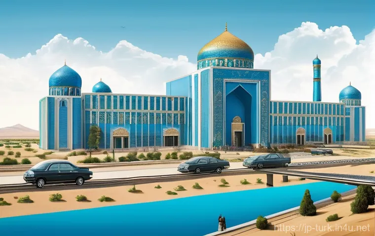 투르크메니스탄과 국제 협력 - **Prompt:** A dramatic and powerful image showcasing Turkmenistan's natural gas resources and "gas d...