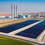 투르크메니스탄에서의 산업 발전 - **Prompt:** A dynamic, wide-angle shot of a futuristic industrial complex in Turkmenistan, symbolizi...